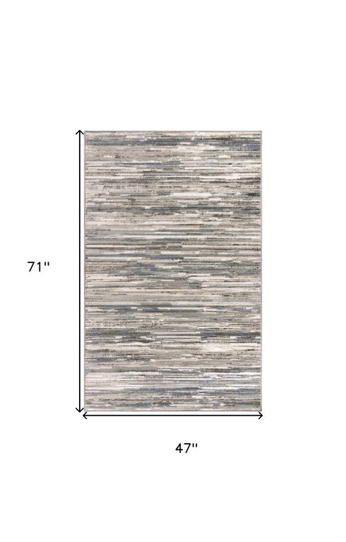 8' X 10' Cream Abstract Distressed Area Rug